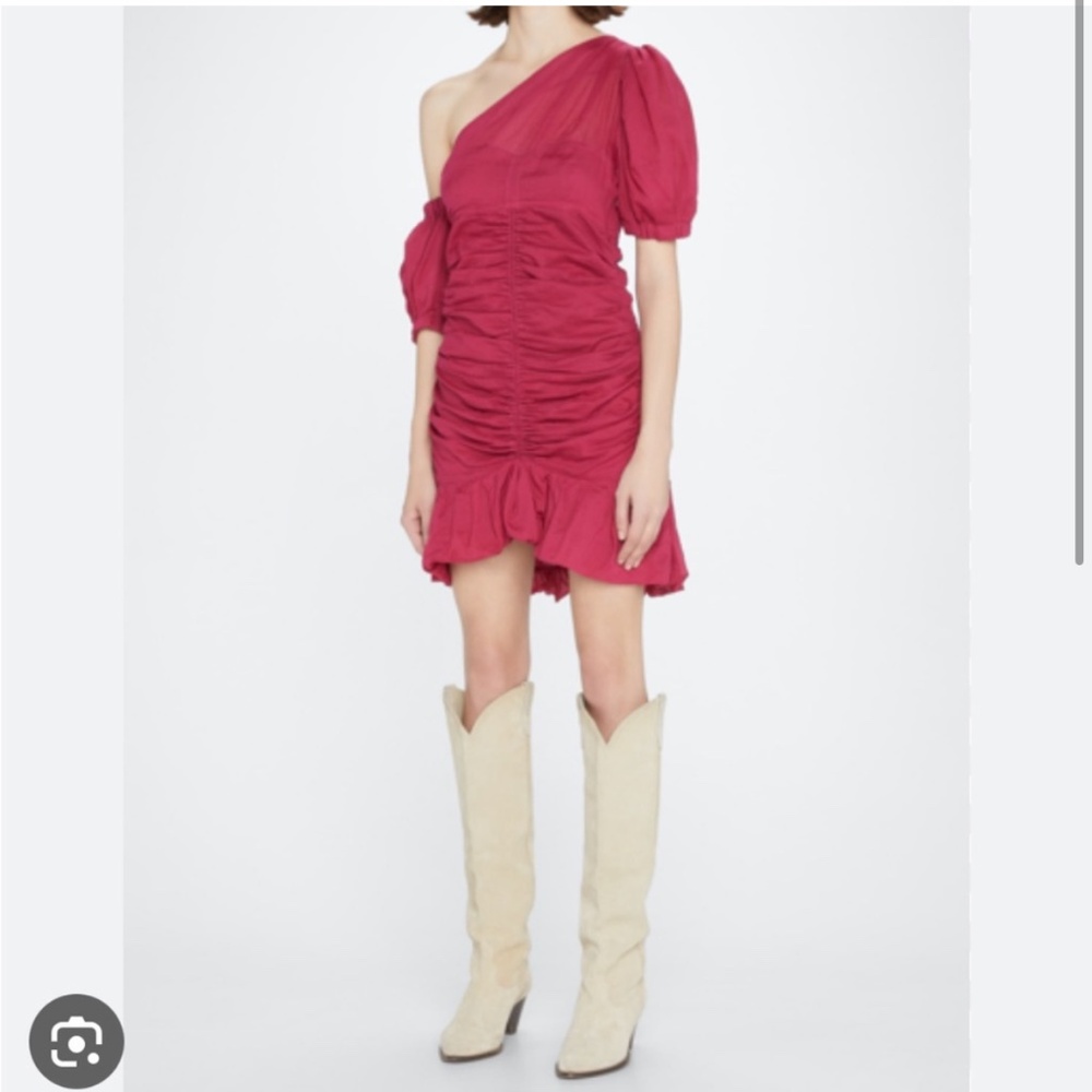 ISABEL MARANT ÉTOILE NWT Lecia Cotton Mini Dress Asymmetric Ruffle 38 6